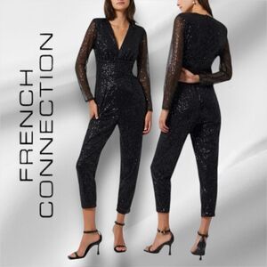 FRENCH CONNECTION Women’s Dilara Embellished Sequined Jumpsuit in the Size 6US